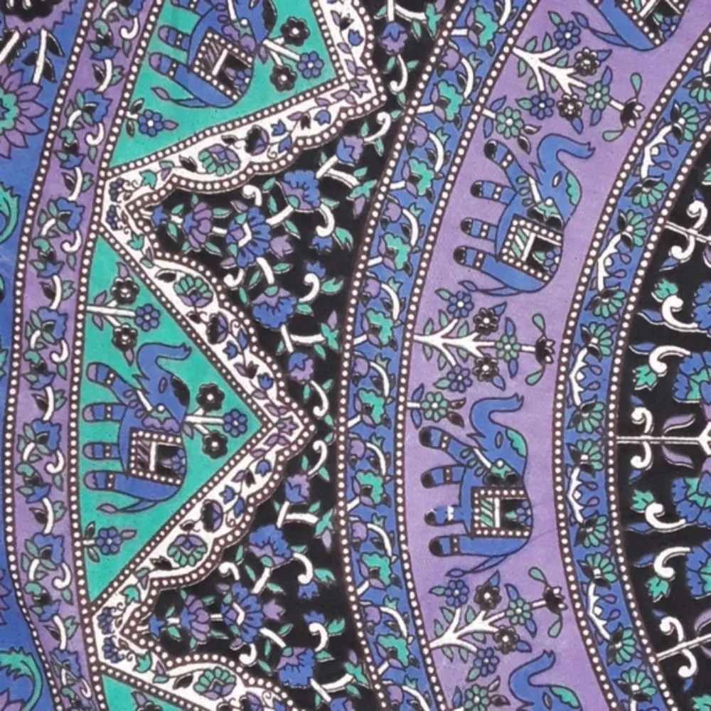 Purple Green Bohemian Round Beach Blanket Tablecloth Tapestry Dorm Hippie NEW